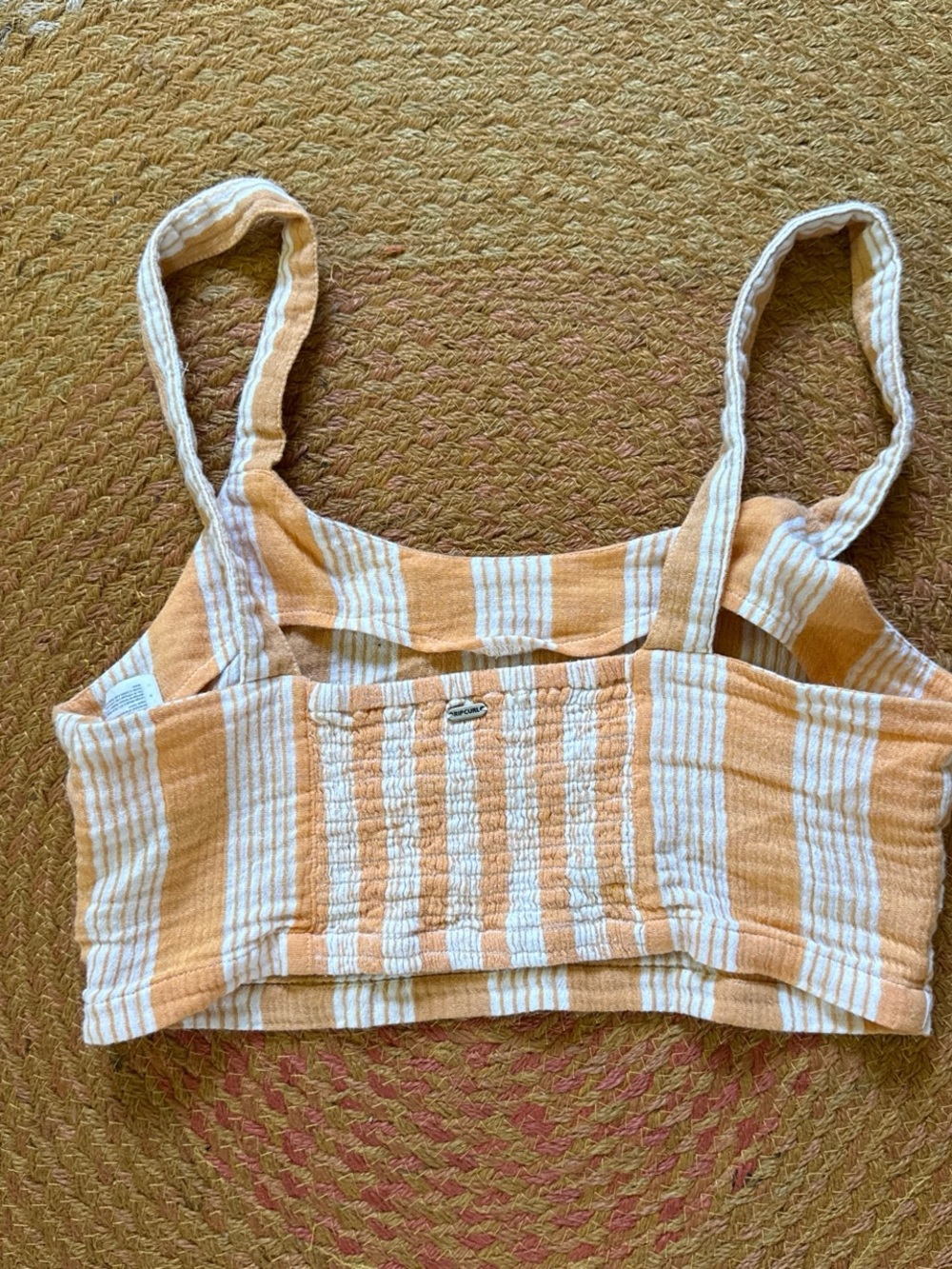 Striped Peach & White Crop Tank Top - Rip Curl
